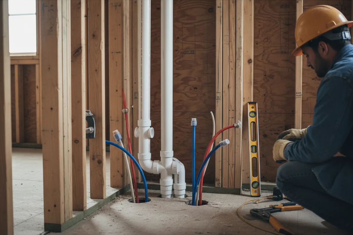 Drain and supply rough-in during Garbage Disposal Repair in Buckeystown